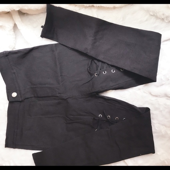 High Waist Lace Up Jean Leggings - Picture 7 of 7